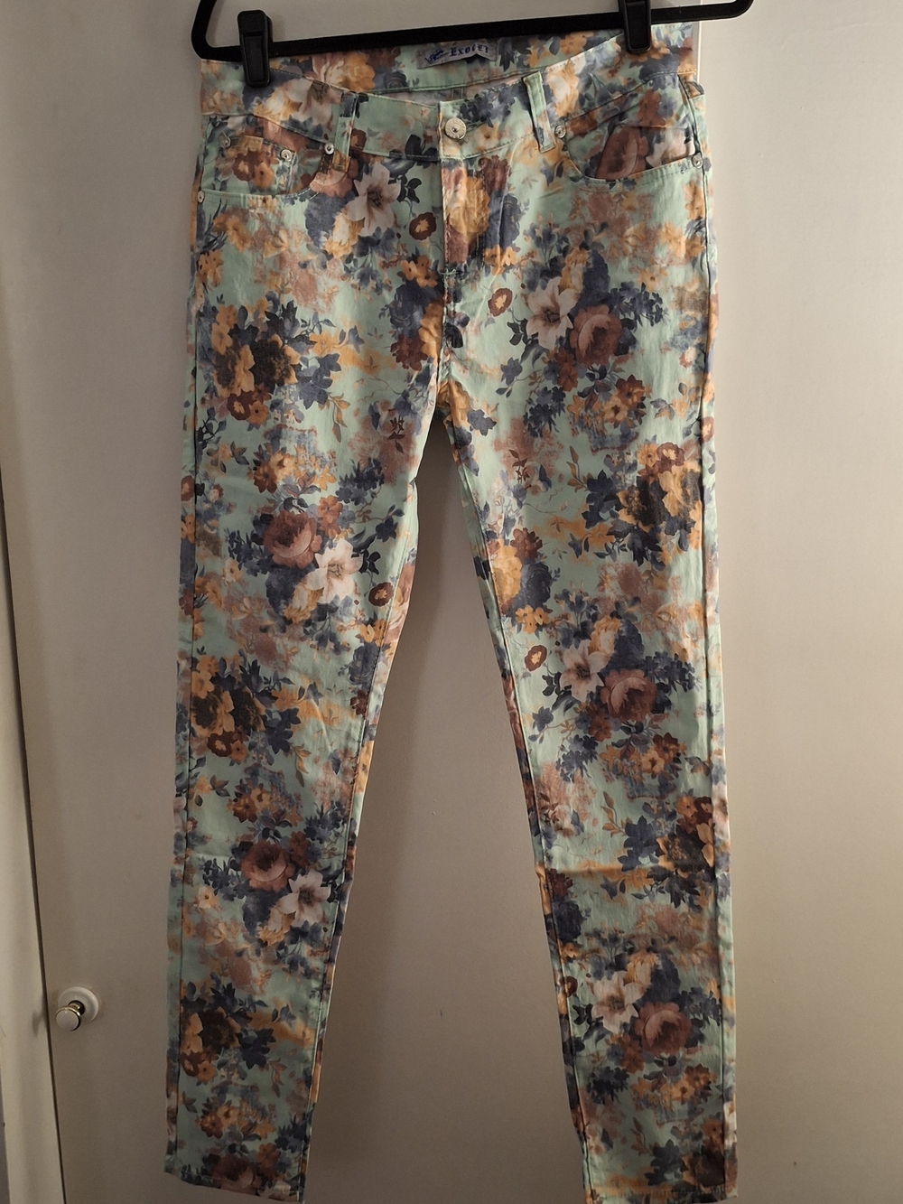 Exocet Women's Floral Print Skinny Pants - Mint Blue Floral